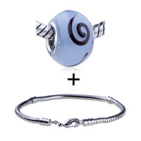 Pugster Gift Center - brown spiral swirl murano glass european bead bracelet combination Image.