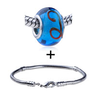 Pugster Gift Center - red flower translucent murano glass european bead bracelet combination Image.