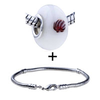 Pugster Gift Center - red fireworks murano glass european bead bracelet combination Image.