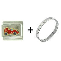 Pugster Gift Center - race red car combination italian charm bracelet Image.