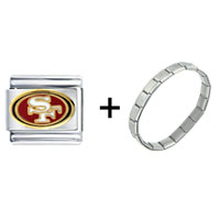 Pugster Gift Center - nfl san francisco 49ers football licensed combination italian charm bracelet Image.