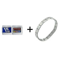 Pugster Gift Center - nascar #15 double link combination italian charm bracelet Image.