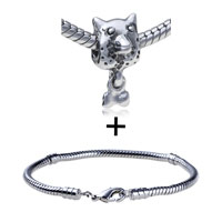 Pugster Gift Center - night owl with dangle body european bead bracelet combination Image.