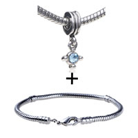 Pugster Gift Center - dangle blue cystal european bead bracelet combination Image.