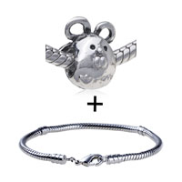 Pugster Gift Center - silver chubby mouse european bead bracelet combination Image.