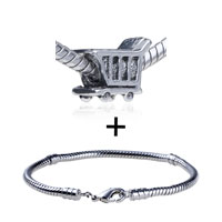 Pugster Gift Center - delicately grooved trolley european bead bracelet combination Image.