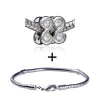 Pugster Gift Center - crystal swans pattern european bead bracelet combination Image.