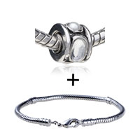 Pugster Gift Center - pearl &amp; crystal wheel pattern european bead bracelet combination Image.