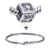Pugster Gift Center - square shaped crystals pattern european bead bracelet combination Image.