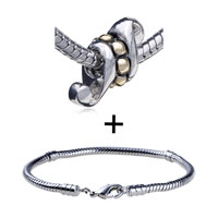 Pugster Gift Center - chic intertwining snake pattern european bead bracelet combination Image.