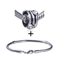 Pugster Gift Center - round shaped sparkling crystal pattern european bead bracelet combination Image.