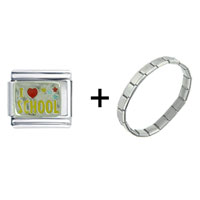 Pugster Gift Center - i heart school combination italian charm bracelet Image.