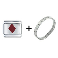 Pugster Gift Center - red diamond shape combination italian charm bracelet Image.