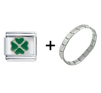 Pugster Gift Center - lucky clover green combination italian charm bracelet Image.