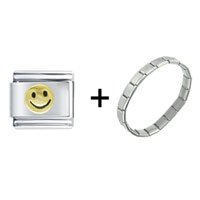 Pugster Gift Center - gold happy face combination italian charm bracelet Image.