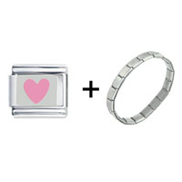 Pugster Gift Center - pink heart combination italian charm bracelet Image.
