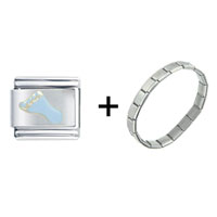 Pugster Gift Center - blue footprint combination italian charm bracelet Image.