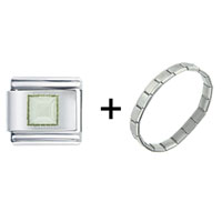 Pugster Gift Center - june pearl color square birthstone combination italian charm bracelet Image.
