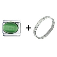 Pugster Gift Center - jade stone combination italian charm bracelet Image.