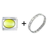Pugster Gift Center - yellow stone combination italian charm bracelet Image.