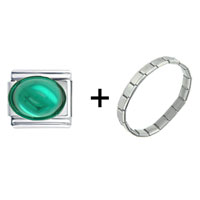 Pugster Gift Center - may emerald color big oval birthstone combination italian charm bracelet Image.