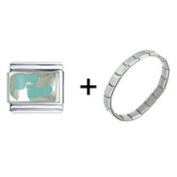 Pugster Gift Center - footprints blue combination italian charm bracelet Image.