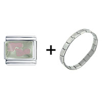 Pugster Gift Center - footprints pink combination italian charm bracelet Image.