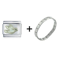 Pugster Gift Center - peace white dove combination italian charm bracelet Image.