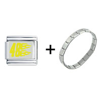 Pugster Gift Center - yellow number 48 with flames combination italian charm bracelet Image.