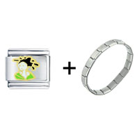 Pugster Gift Center - lady green kimono combination italian charm bracelet Image.