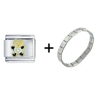 Pugster Gift Center - teddy bear happy combination italian charm bracelet Image.
