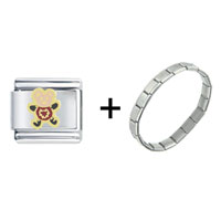 Pugster Gift Center - cute teddy bear heart combination italian charm bracelet Image.