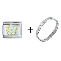 Pugster Gift Center - white gold tone flower combination italian charm bracelet Image.