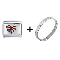 Pugster Gift Center - silver tone red heart combination italian charm bracelet Image.