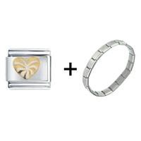Pugster Gift Center - gold plated white heart combination italian charm bracelet Image.