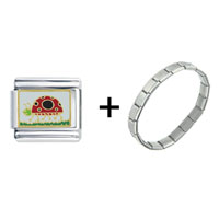 Pugster Gift Center - walking ladybug combination italian charm bracelet Image.