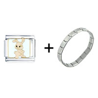 Pugster Gift Center - enamel painted cute bunny combination italian charm bracelet Image.