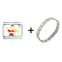 Pugster Gift Center - christmas santa and kid combination italian charm bracelet Image.