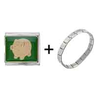 Pugster Gift Center - chubby pig hand painted italian charm bracelets combination Image.