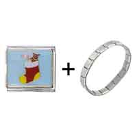 Pugster Gift Center - stocking and bear hand painted italian charm bracelets combination Image.