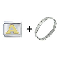Pugster Gift Center - gold plated letter a combination italian charm bracelet Image.
