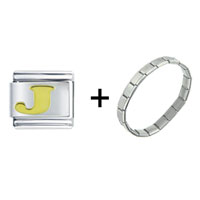 Pugster Gift Center - gold plated j combination italian charm bracelet Image.