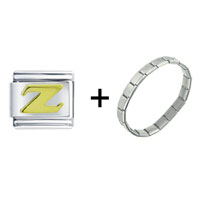 Pugster Gift Center - gold plated letter z combination italian charm bracelet Image.