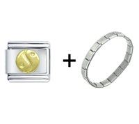 Pugster Gift Center - gold yin and yang combination italian charm bracelet Image.