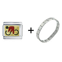 Pugster Gift Center - bicyclist red combination italian charm bracelet Image.