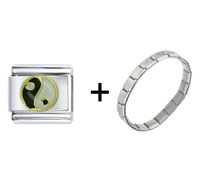 Pugster Gift Center - chinese yin and yang combination italian charm bracelet Image.