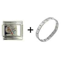 Pugster Gift Center - usa ribbon patriotic combination italian charm bracelet Image.