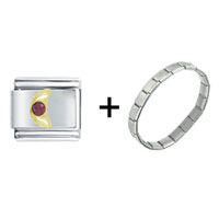 Pugster Gift Center - rhinestone moon combination italian charm bracelet Image.