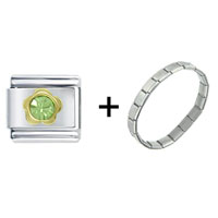 Pugster Gift Center - august peridot color birthstone flower combination italian charm bracelet Image.