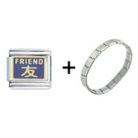 Pugster Gift Center - friend in chinese blue combination italian charm bracelet Image.